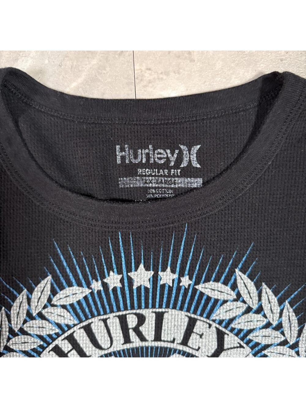 Hurley black thermal surf long sleeve shirt with blue and white design - Picture 2 of 6